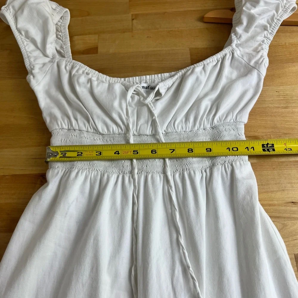 Reformation Dress Size 2 White Smocked Waist Organic Cotton Midi Milk Maid - Picture 10 of 11